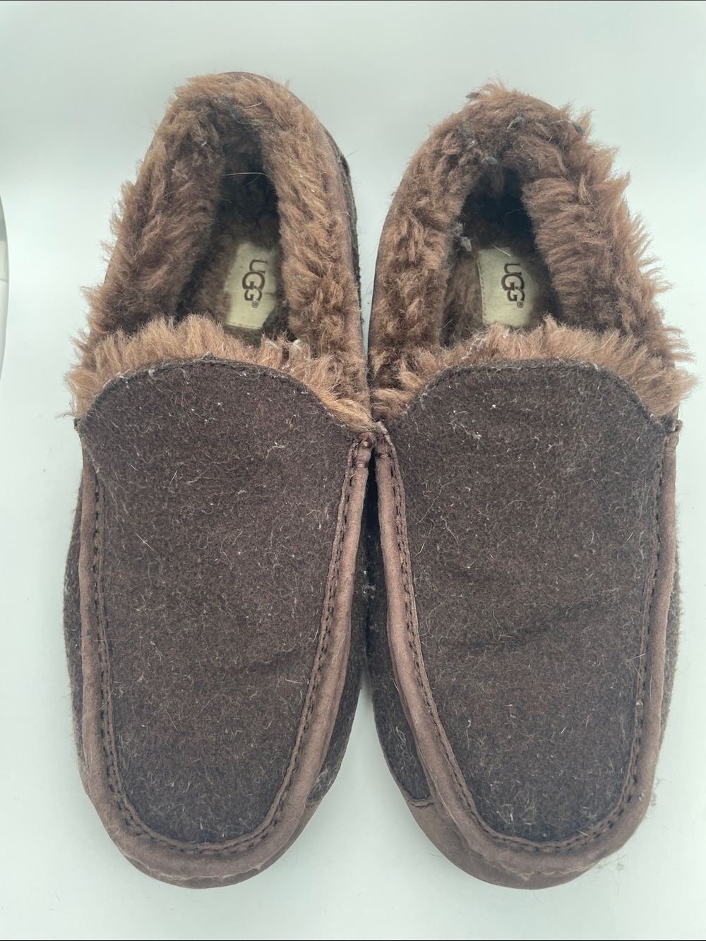 UGG Chocolate Brown Plush-Lined Moccasin Slippers